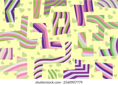 geometric abstract background, bright color love shape elements, easy to edit vector style