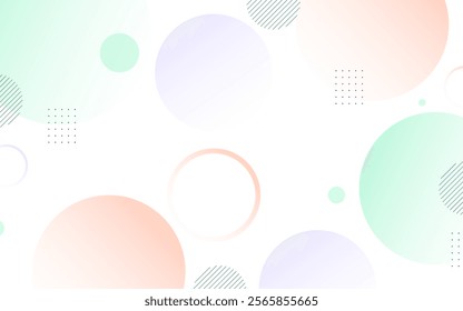 Geometric abstract background. Circle patter effect. Purple ,green and orange ,transparent. Abstract memphis. Vector illustration