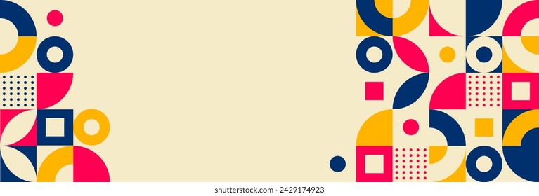 Geometric abstract background. Circle, square and triangle shape designs. Vector illustration