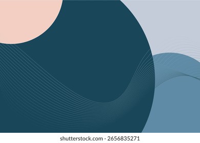 Geometric abstract background with circles and waves lines as a decoration