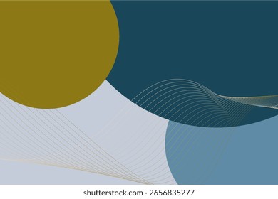 Fondo abstracto geométrico con círculos y líneas de ondas como decoración