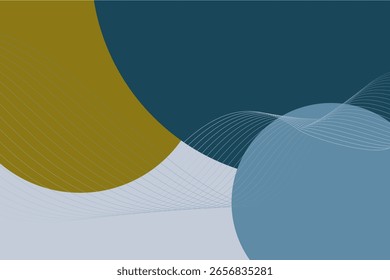 Geometric abstract background with circles and waves lines as a decoration