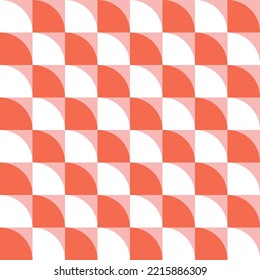 Geometric abstract background collection. Vector colorful illustration. Simple quater circle shape texture for seamless backdrop. White, pink and red color. Design for wrapping paper.