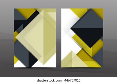 Geometric abstract background. Color business brochure cover vector template, annual report front page, A4 size, leaflet, magazine design, flyer layout