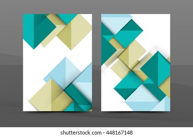 Geometric abstract background. Color business brochure cover vector template, annual report front page, A4 size, leaflet, magazine design, flyer layout