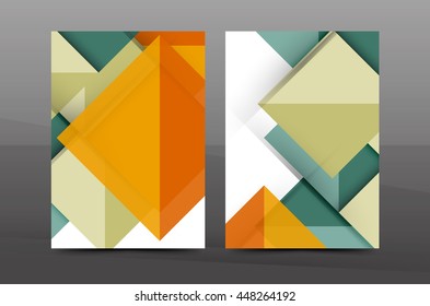 Geometric abstract background. Color business brochure cover vector template, annual report front page, A4 size, leaflet, magazine design, flyer layout