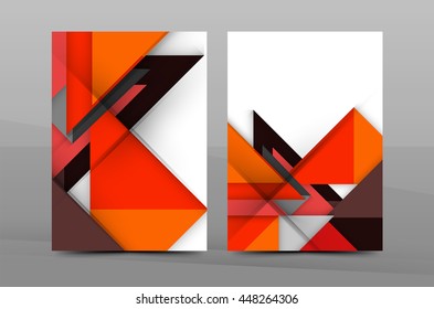 Geometric abstract background. Color business brochure cover vector template, annual report front page, A4 size, leaflet, magazine design, flyer layout