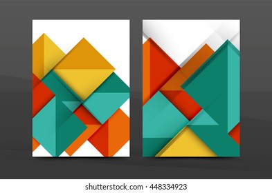 Geometric abstract background. Color business brochure cover vector template, annual report front page, A4 size, leaflet, magazine design, flyer layout