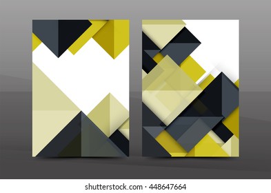 Geometric abstract background. Color business brochure cover vector template, annual report front page, A4 size, leaflet, magazine design, flyer layout