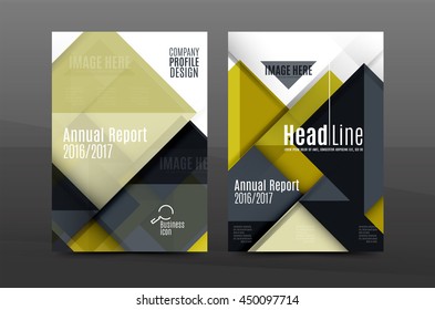 Geometric abstract background. Color business brochure cover vector template, annual report front page, A4 size, leaflet, magazine design, flyer layout