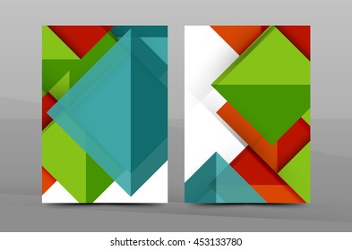 Geometric abstract background. Color business brochure cover vector template, annual report front page, A4 size, leaflet, magazine design, flyer layout