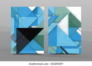 Geometric abstract background. Color business brochure cover vector template, annual report front page, A4 size, leaflet, magazine design, flyer layout