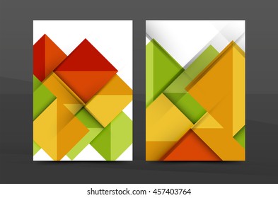 Geometric abstract background. Color business brochure cover vector template, annual report front page, A4 size, leaflet, magazine design, flyer layout