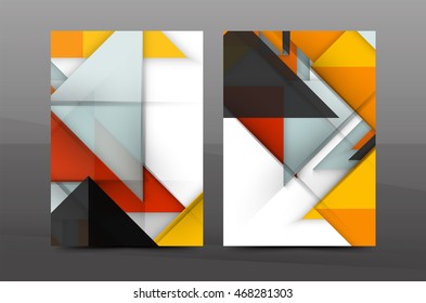 Geometric abstract background. Color business brochure cover vector template, annual report front page, A4 size, leaflet, magazine design, flyer layout