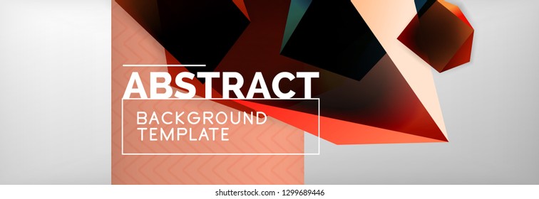 Geometric abstract background with color dark 3d shapes, vector modern business or techno poster design