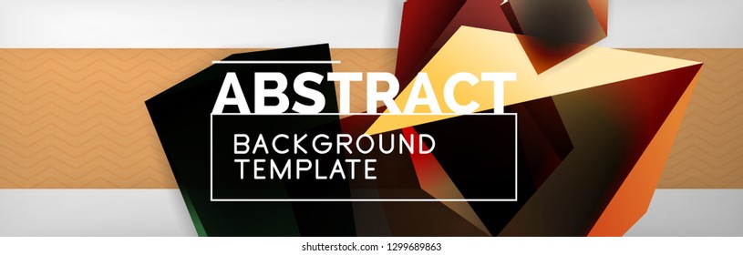 Geometric abstract background with color dark 3d shapes, vector modern business or techno poster design