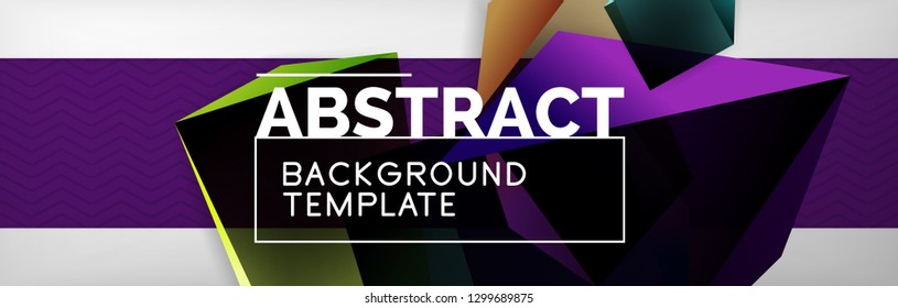 Geometric abstract background with color dark 3d shapes, vector modern business or techno poster design