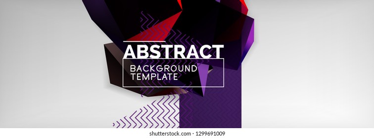 Geometric abstract background with color dark 3d shapes, vector modern business or techno poster design