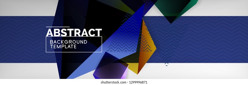 Geometric abstract background with color dark 3d shapes, vector modern business or techno poster design