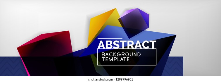Geometric abstract background with color dark 3d shapes, vector modern business or techno poster design