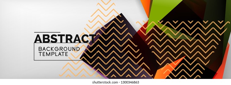 Geometric abstract background with color dark 3d shapes, vector modern business or techno poster design