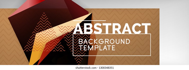 Geometric abstract background with color dark 3d shapes, vector modern business or techno poster design