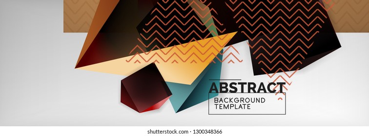 Fondo abstracto geométrico con formas 3d oscuras de color, diseño de afiches de negocios modernos vectoriales o tecno