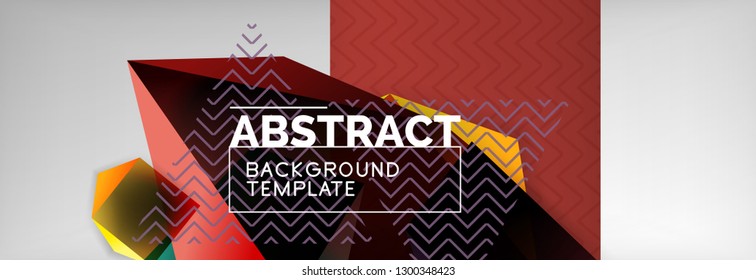 Geometric abstract background with color dark 3d shapes, vector modern business or techno poster design
