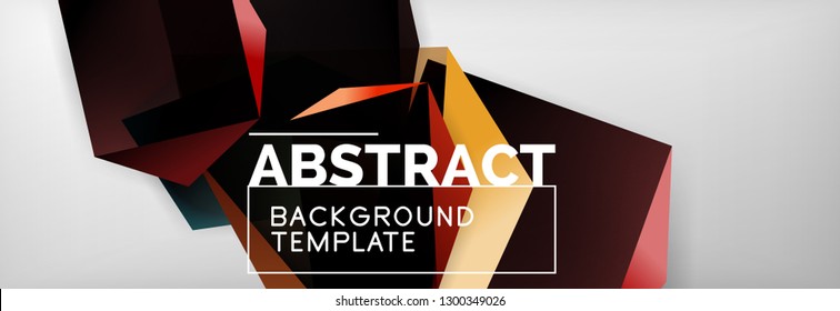 Geometric abstract background with color dark 3d shapes, vector modern business or techno poster design