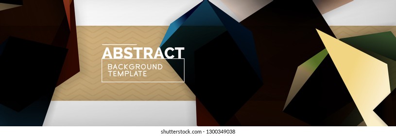 Geometric abstract background with color dark 3d shapes, vector modern business or techno poster design