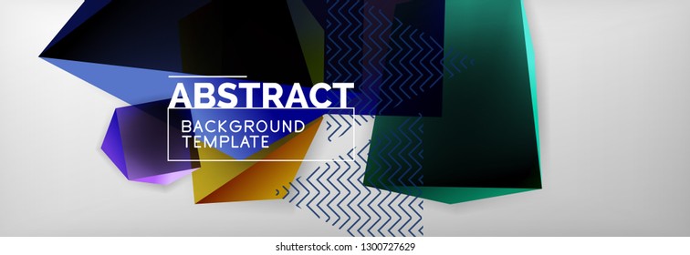 Geometric abstract background with color dark 3d shapes, vector modern business or techno poster design