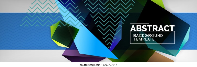 Geometric abstract background with color dark 3d shapes, vector modern business or techno poster design