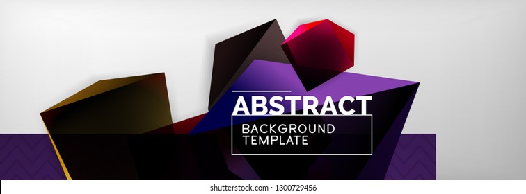 Geometric abstract background with color dark 3d shapes, vector modern business or techno poster design