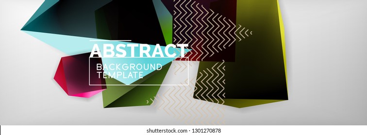 Fondo abstracto geométrico con formas 3d oscuras de color, diseño de afiches de negocios modernos vectoriales o tecno