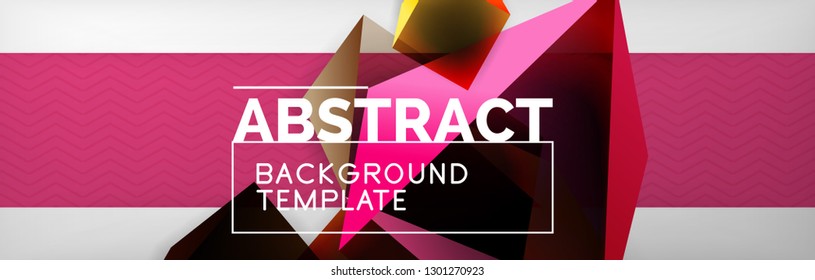 Geometric abstract background with color dark 3d shapes, vector modern business or techno poster design
