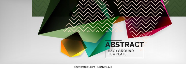 Geometric abstract background with color dark 3d shapes, vector modern business or techno poster design