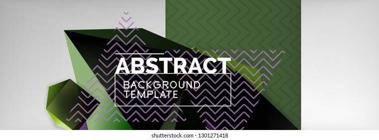 Geometric abstract background with color dark 3d shapes, vector modern business or techno poster design