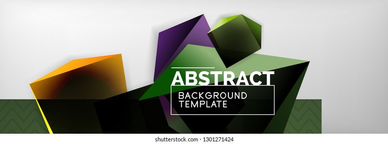 Geometric abstract background with color dark 3d shapes, vector modern business or techno poster design