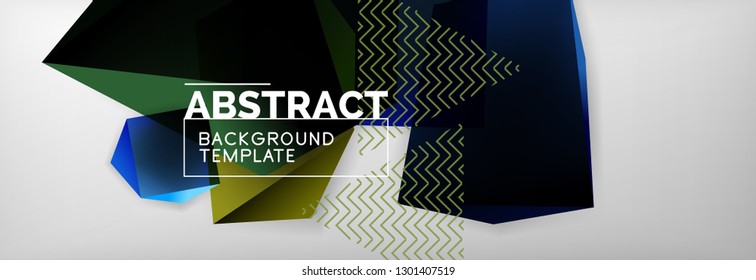 Geometric abstract background with color dark 3d shapes, vector modern business or techno poster design