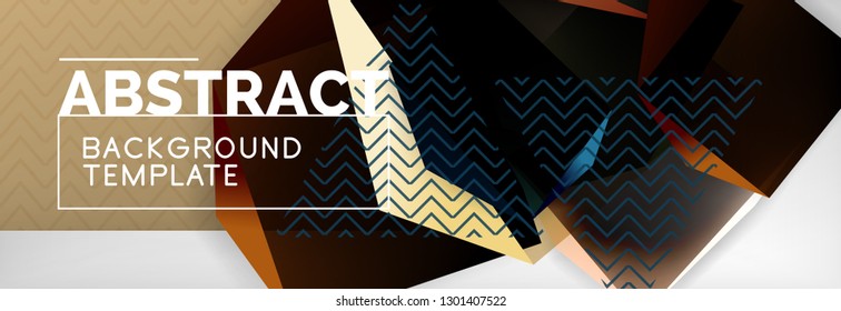Geometric abstract background with color dark 3d shapes, vector modern business or techno poster design