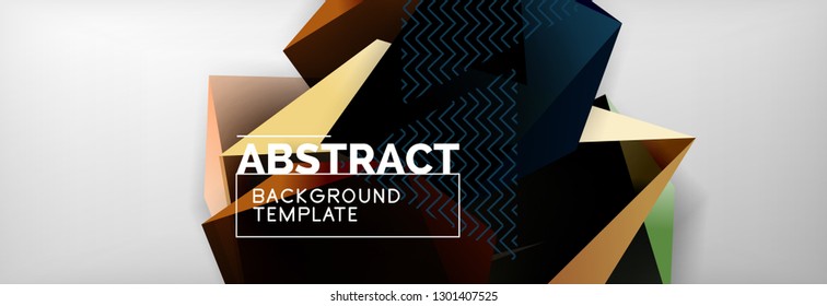 Geometric abstract background with color dark 3d shapes, vector modern business or techno poster design