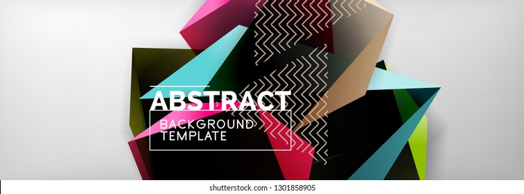 Geometric abstract background with color dark 3d shapes, vector modern business or techno poster design