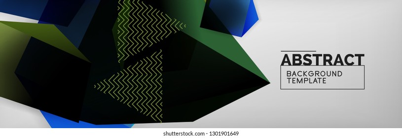 Geometric abstract background with color dark 3d shapes, vector modern business or techno poster design