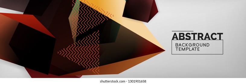 Geometric abstract background with color dark 3d shapes, vector modern business or techno poster design