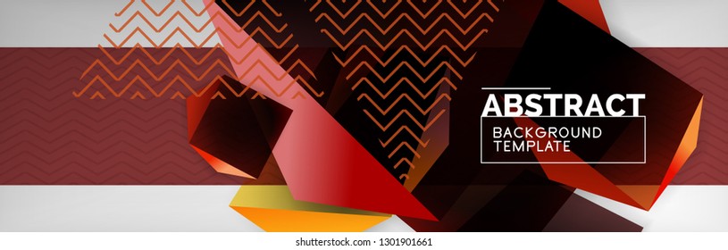 Geometric abstract background with color dark 3d shapes, vector modern business or techno poster design