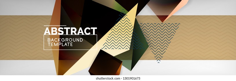 Geometric abstract background with color dark 3d shapes, vector modern business or techno poster design