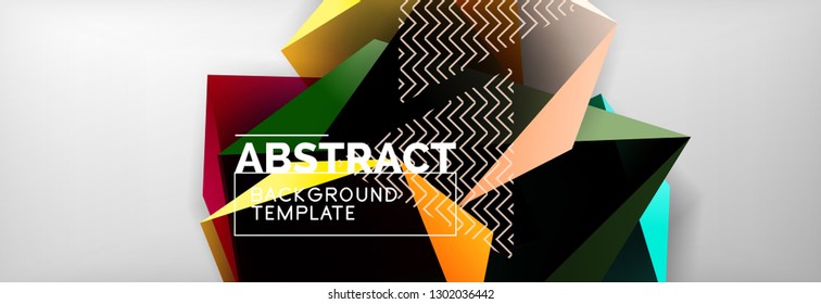 Fondo abstracto geométrico con formas 3d oscuras de color, diseño de afiches de negocios modernos vectoriales o tecno