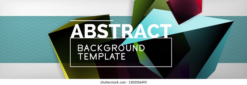 Geometric abstract background with color dark 3d shapes, vector modern business or techno poster design