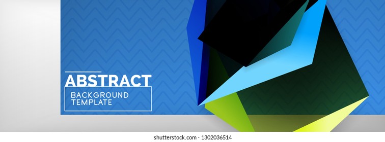 Geometric abstract background with color dark 3d shapes, vector modern business or techno poster design