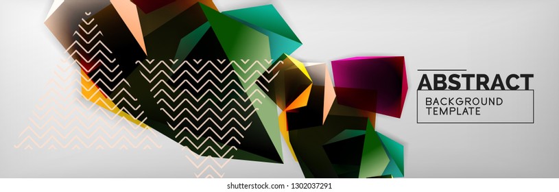 Fondo abstracto geométrico con formas 3d oscuras de color, diseño de afiches de negocios modernos vectoriales o tecno